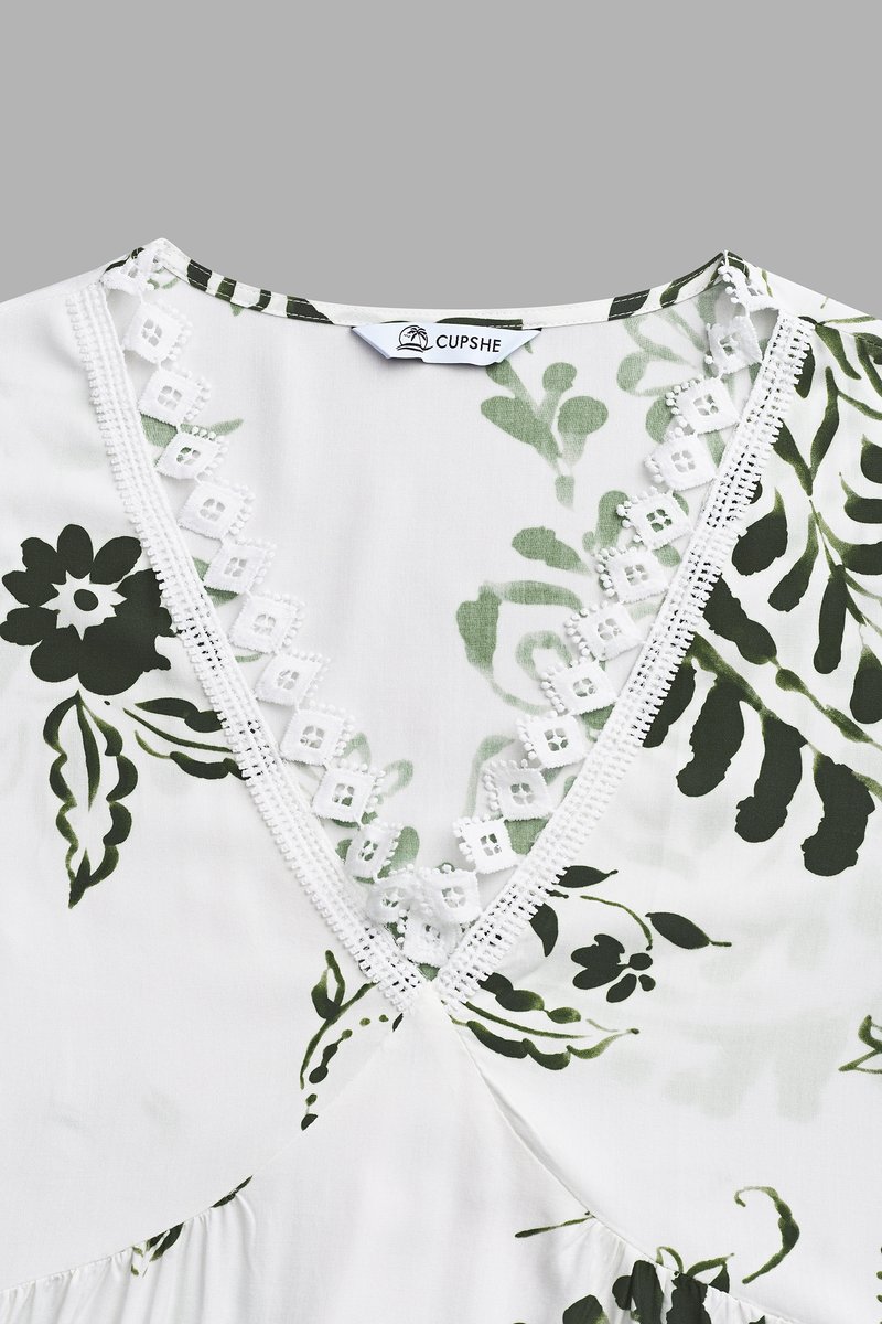 Green Paisley V-Neck Mini Dress - Image 6