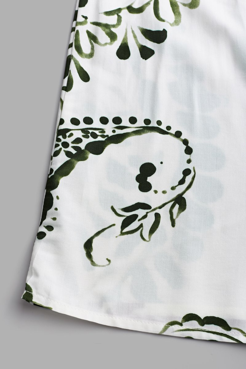 Green Paisley V-Neck Mini Dress - Image 8