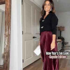 Red Satin Pleated Midi Skirt