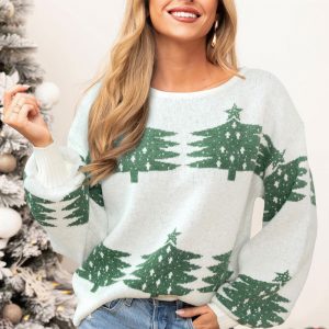 Christmas Tree White Sweater